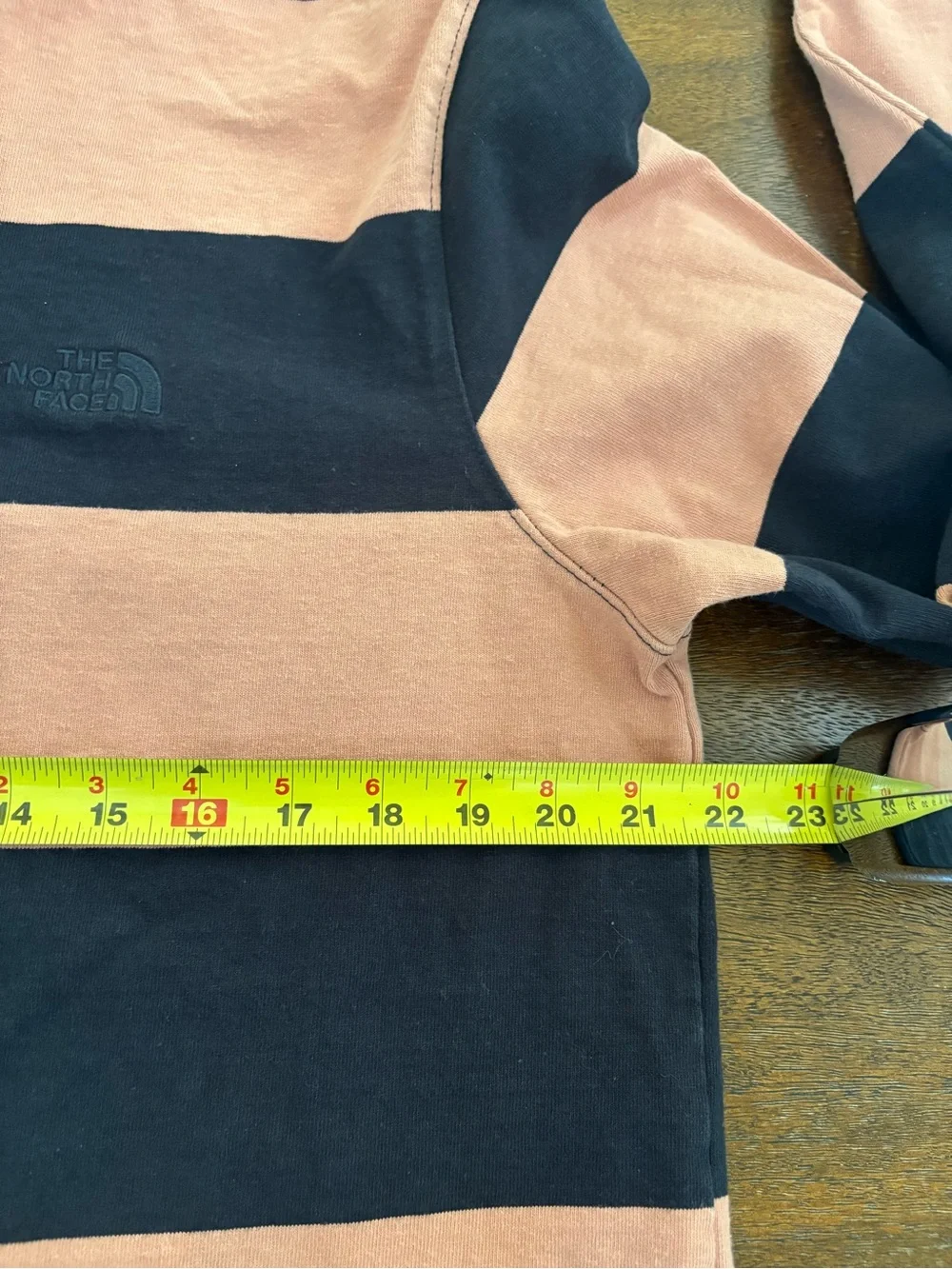 The North Face Berkeley Rugby Shirt Coral Navy Striped Long Sleeve Men LARGE